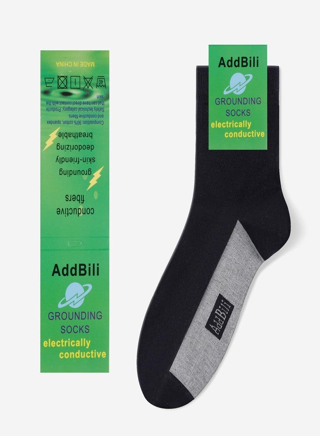 AddBili Grounding Socks 2 Pair with Conductive Fibers for Grounding Shoes and Mats Cotton Socks For WoMem Black - Image 2